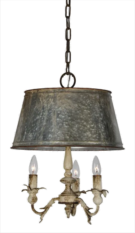 Pemberton Vintage White 3-Light Chandelier with Metal Shade