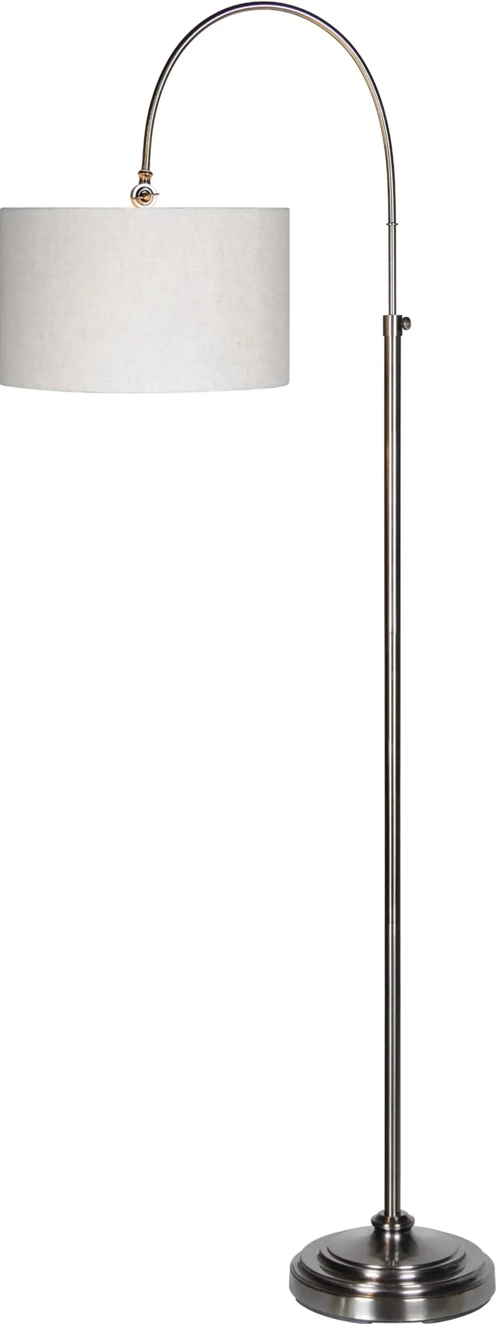 Pewter Plated Floor Lamp with Adjustable Pole - Porter