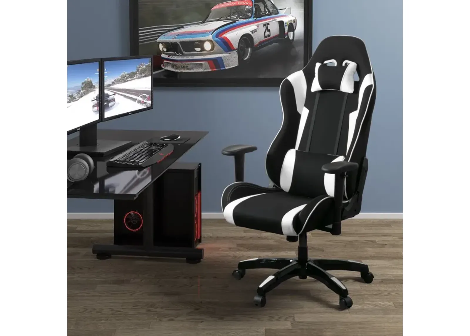 Workspace Black and White Gaming Desk Chair