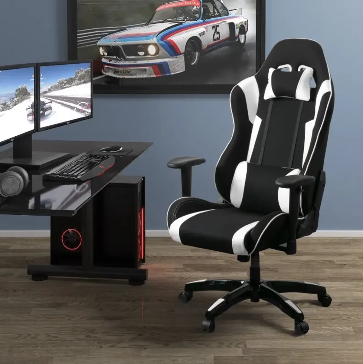 Workspace Black and White Gaming Desk Chair