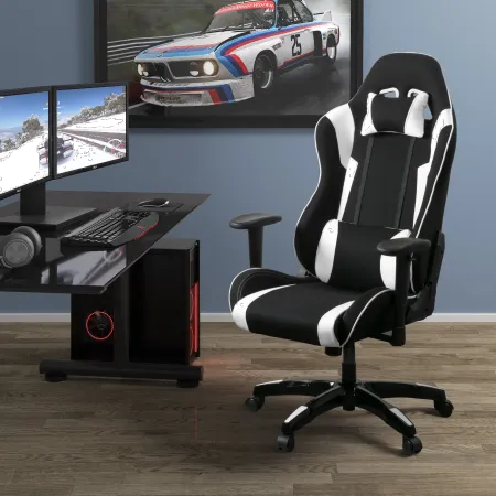 Workspace Black and White Gaming Desk Chair