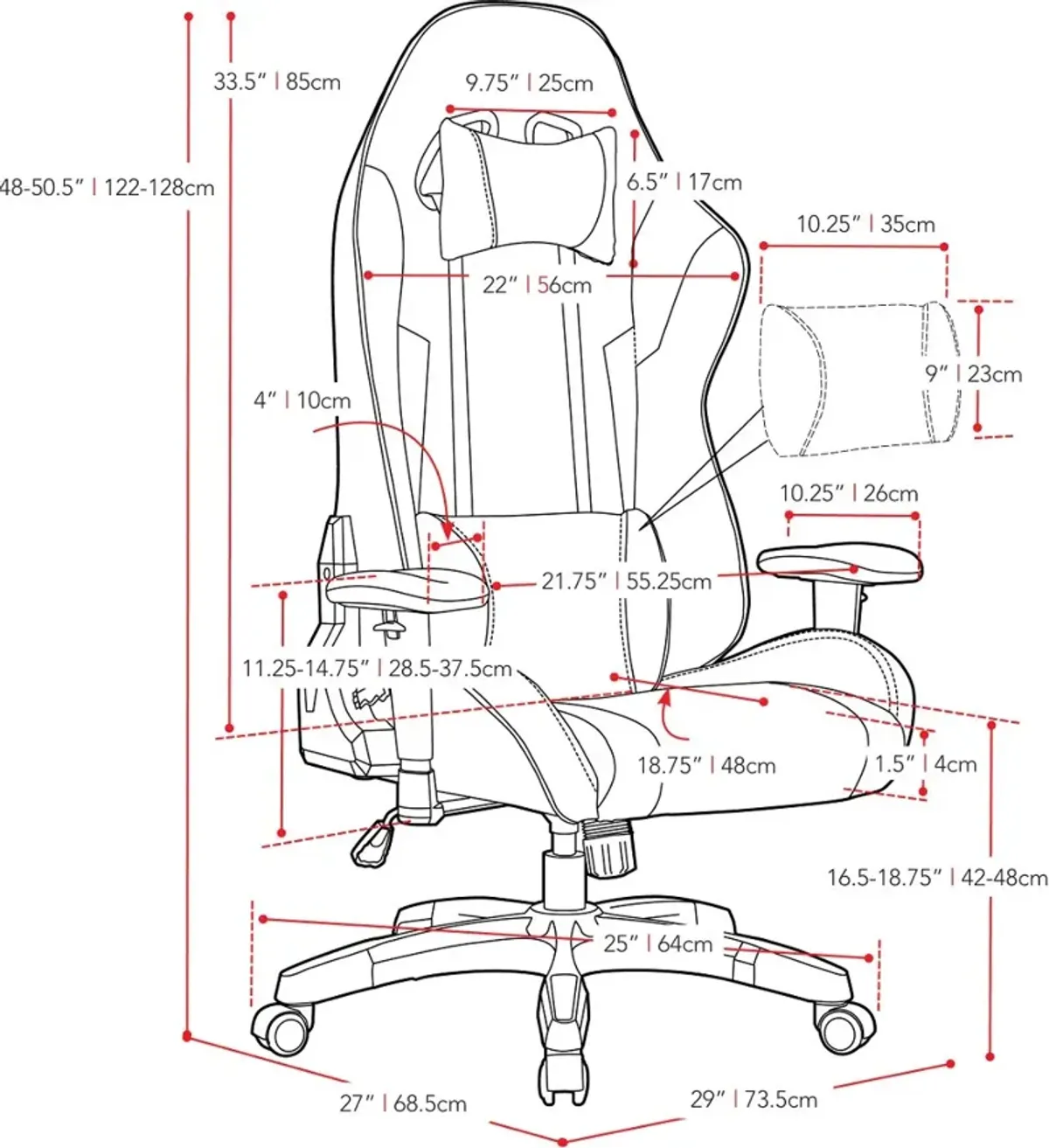 Workspace Gray and Red Gaming Desk Chair