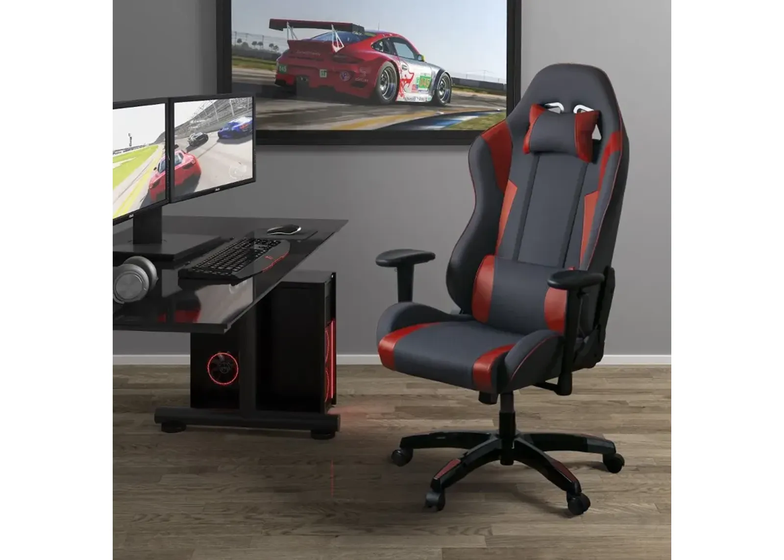 Workspace Gray and Red Gaming Desk Chair