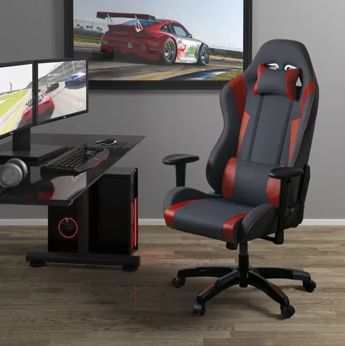 Workspace Gray and Red Gaming Desk Chair