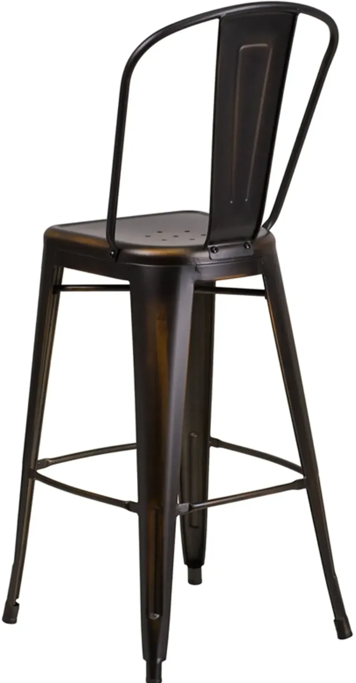 High Back 30" Distressed Copper Metal Indoor-Outdoor Barstool