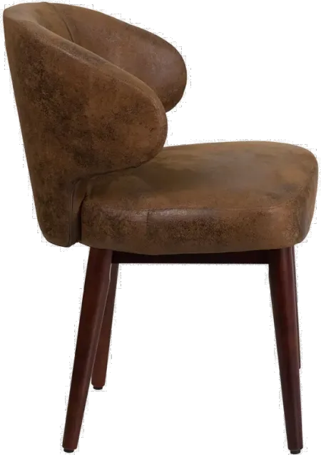 Small Vintage Brown Microfiber Accent Chair