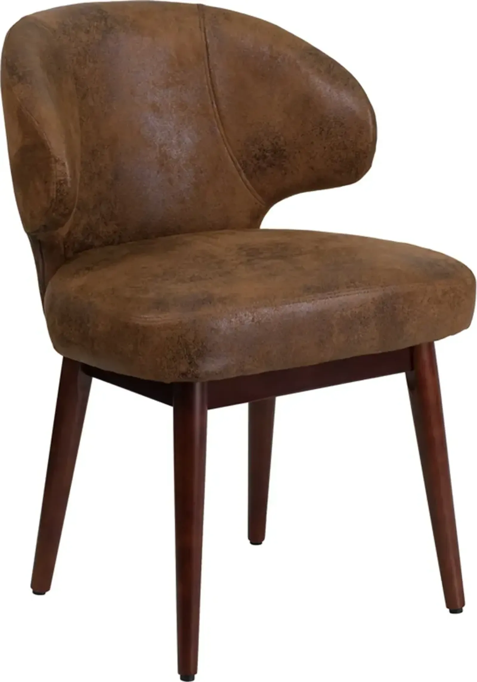 Small Vintage Brown Microfiber Accent Chair