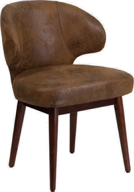 Small Vintage Brown Microfiber Accent Chair