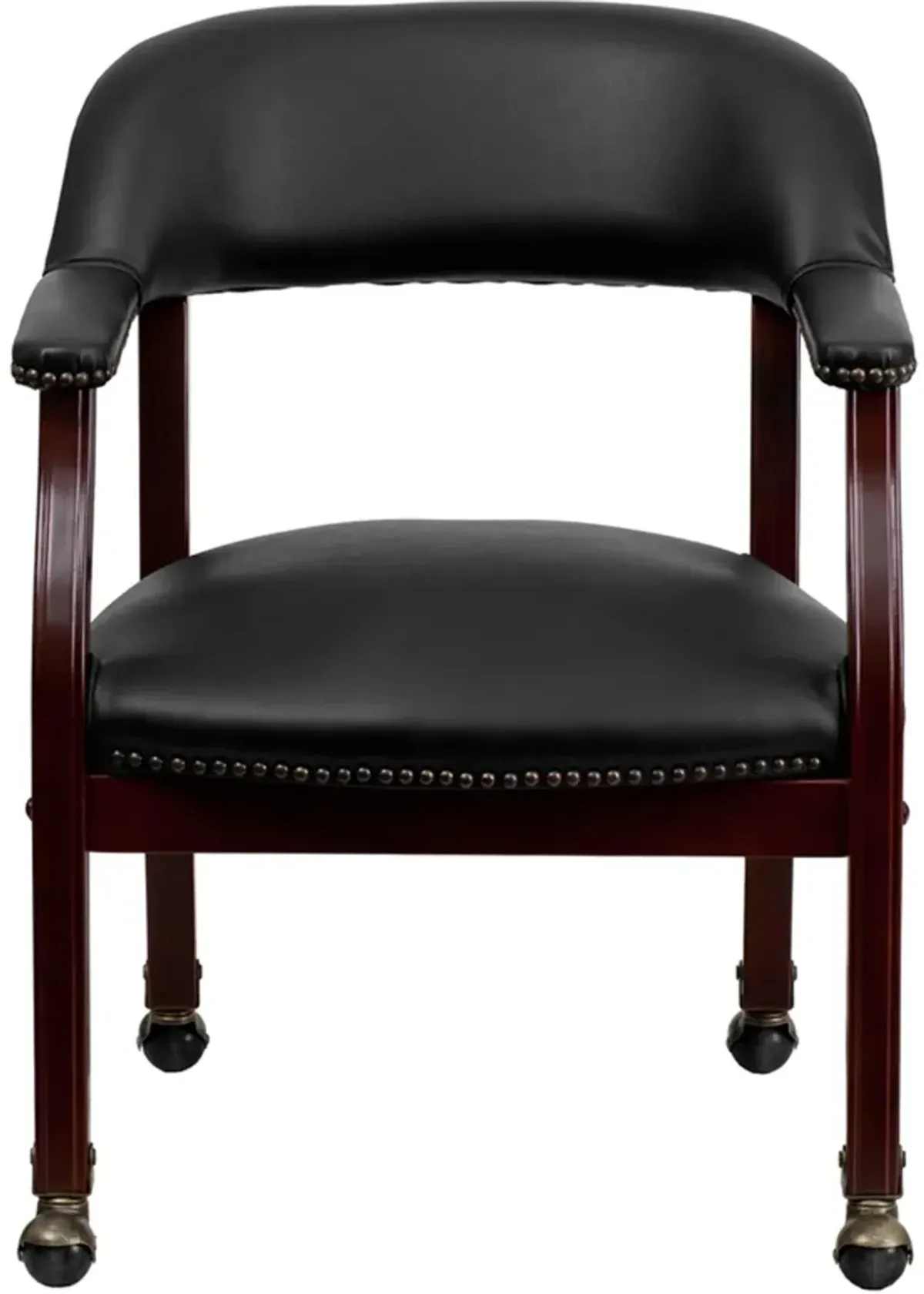 Black Vinyl Accent Chair with Casters