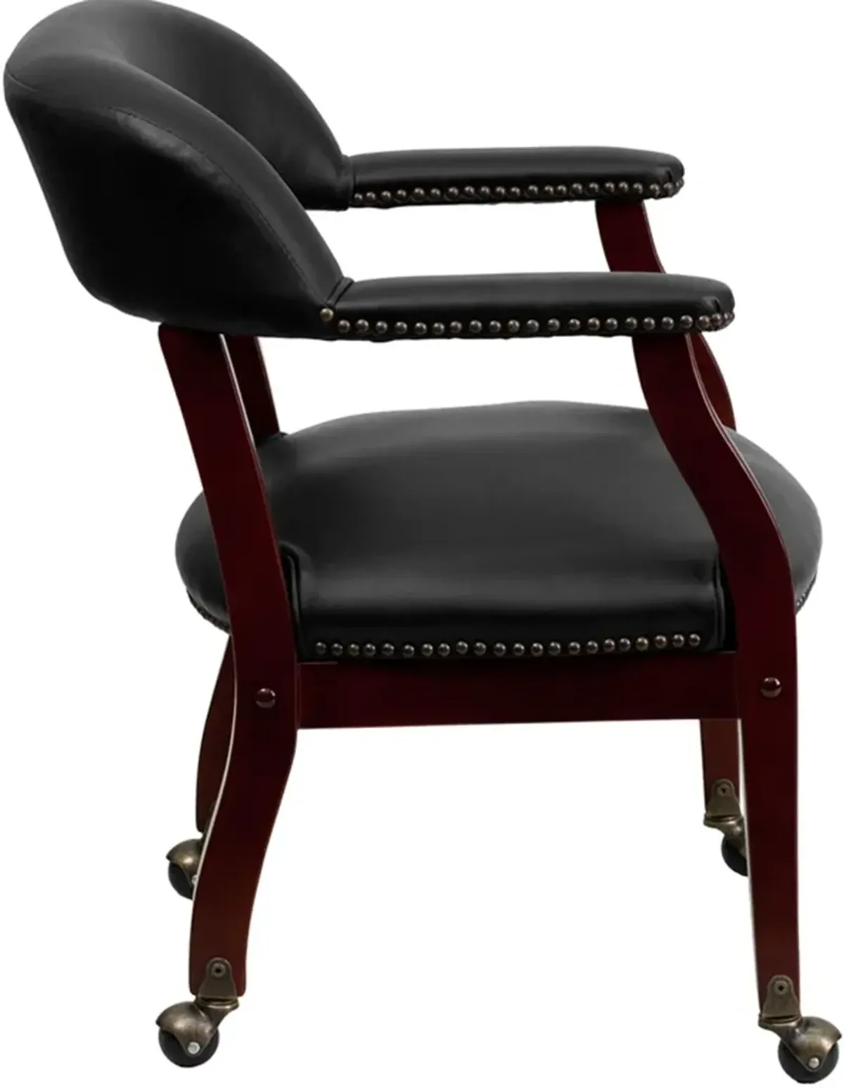 Black Vinyl Accent Chair with Casters