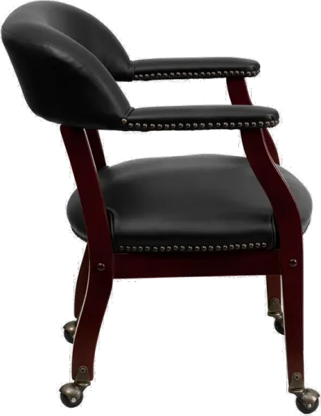 Black Vinyl Accent Chair with Casters