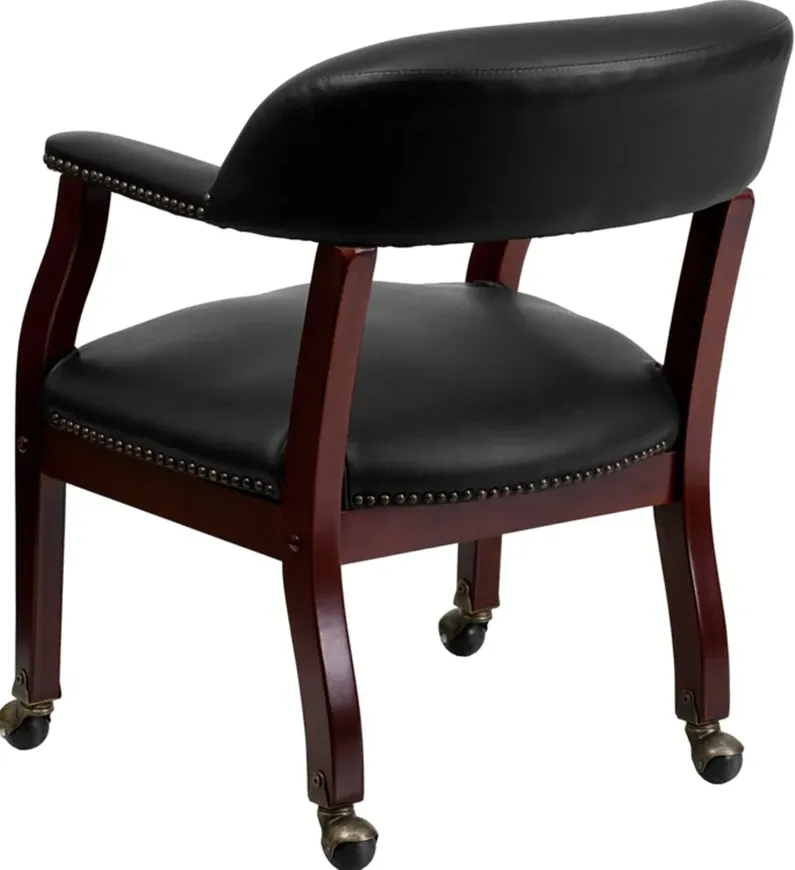 Black Vinyl Accent Chair with Casters