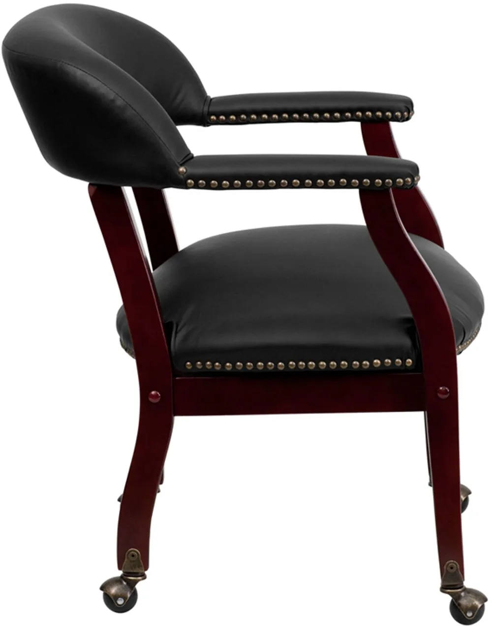 Black Leather Accent Chair with Casters