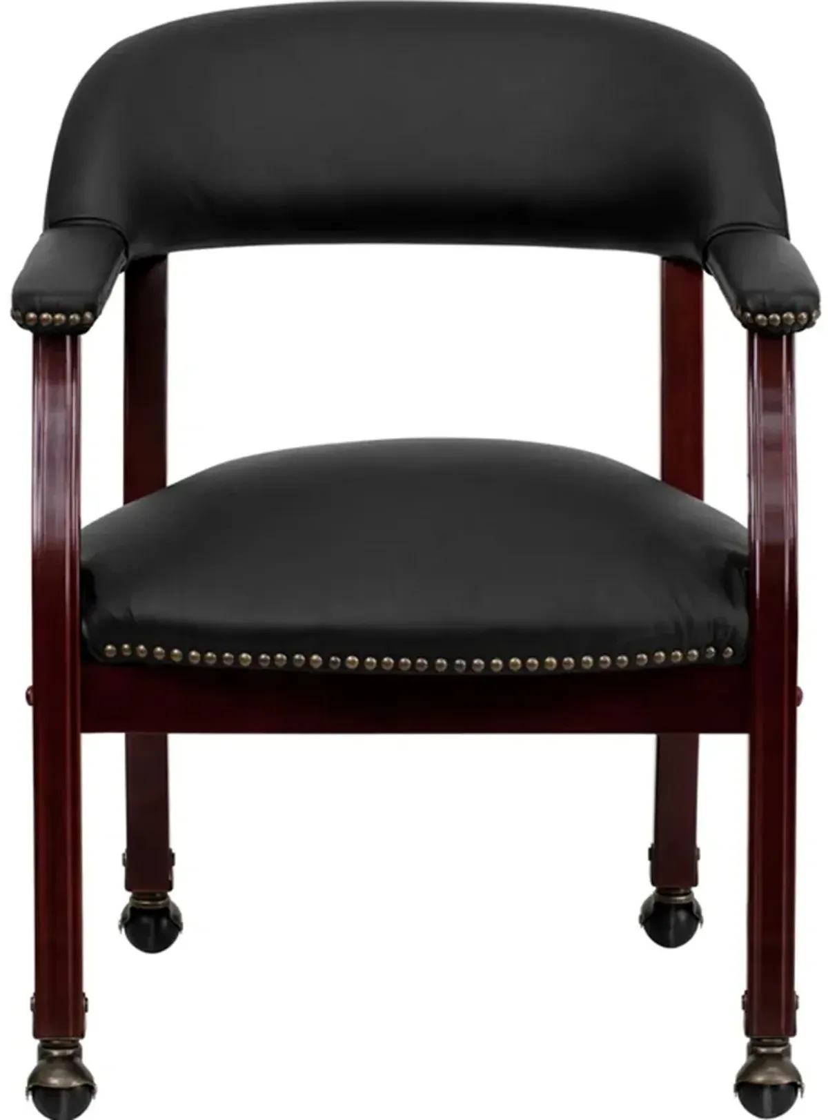 Black Leather Accent Chair with Casters