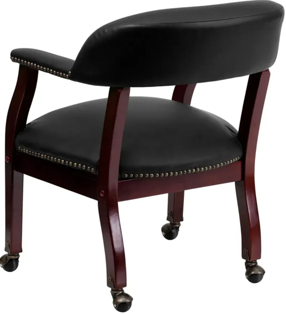 Black Leather Accent Chair with Casters