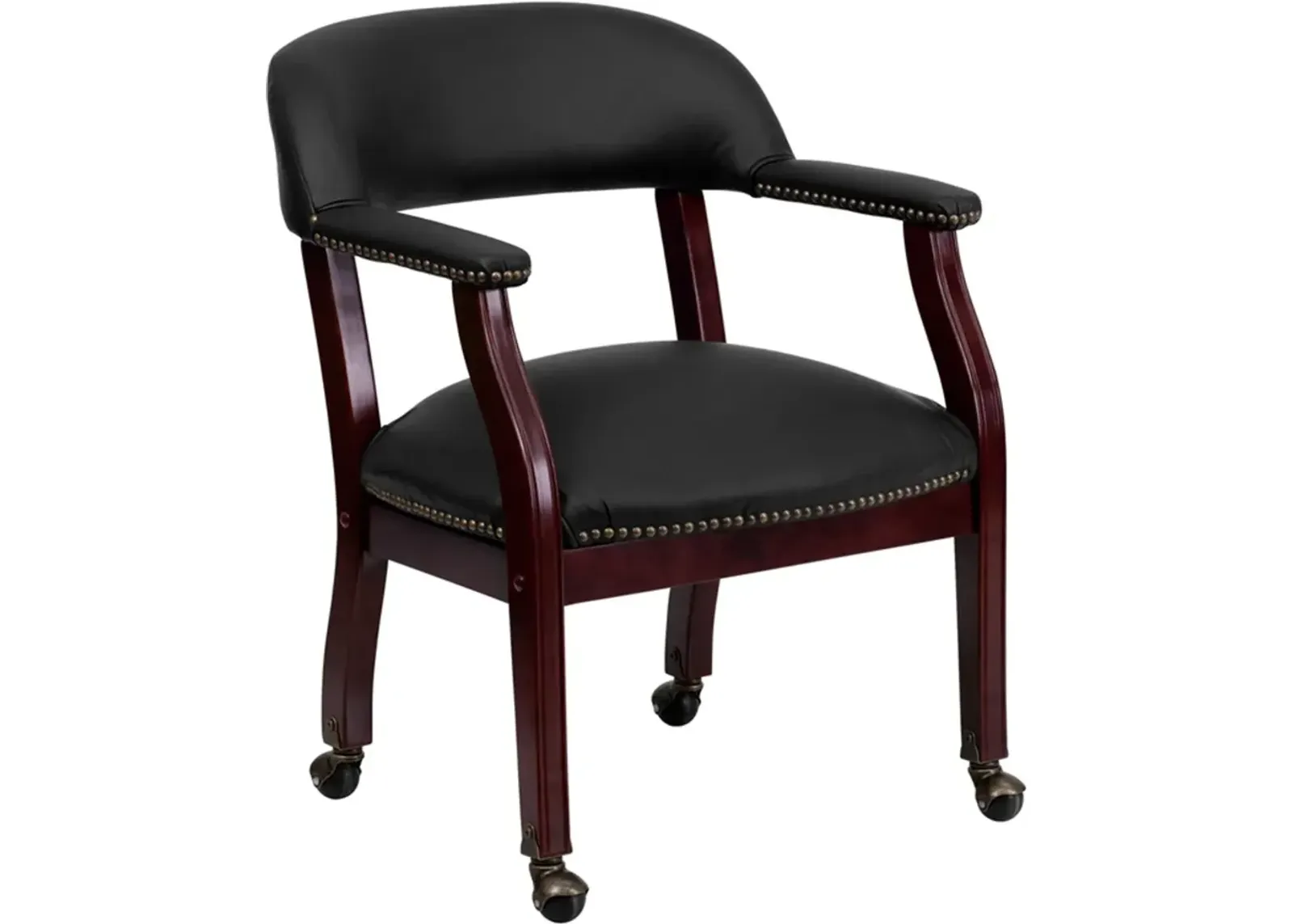 Black Leather Accent Chair with Casters