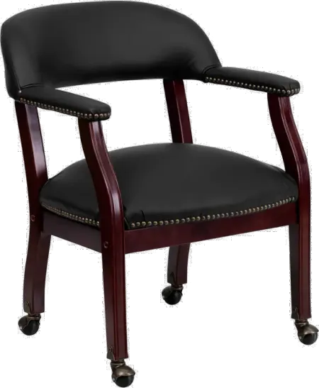 Black Leather Accent Chair with Casters