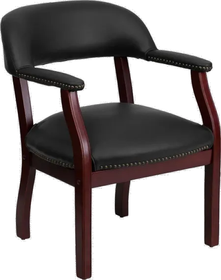 Sophisticated Black Vinyl Accent Chair