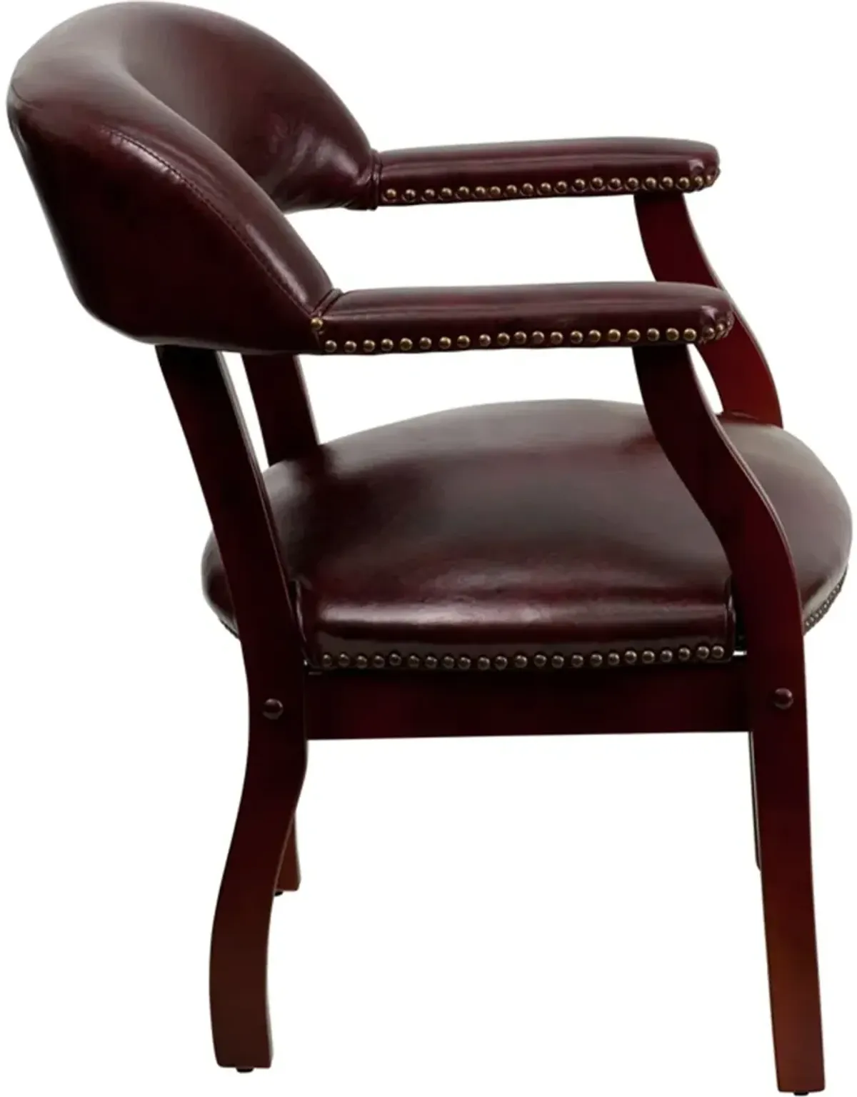 Sophisticated Burgundy Vinyl Accent Chair