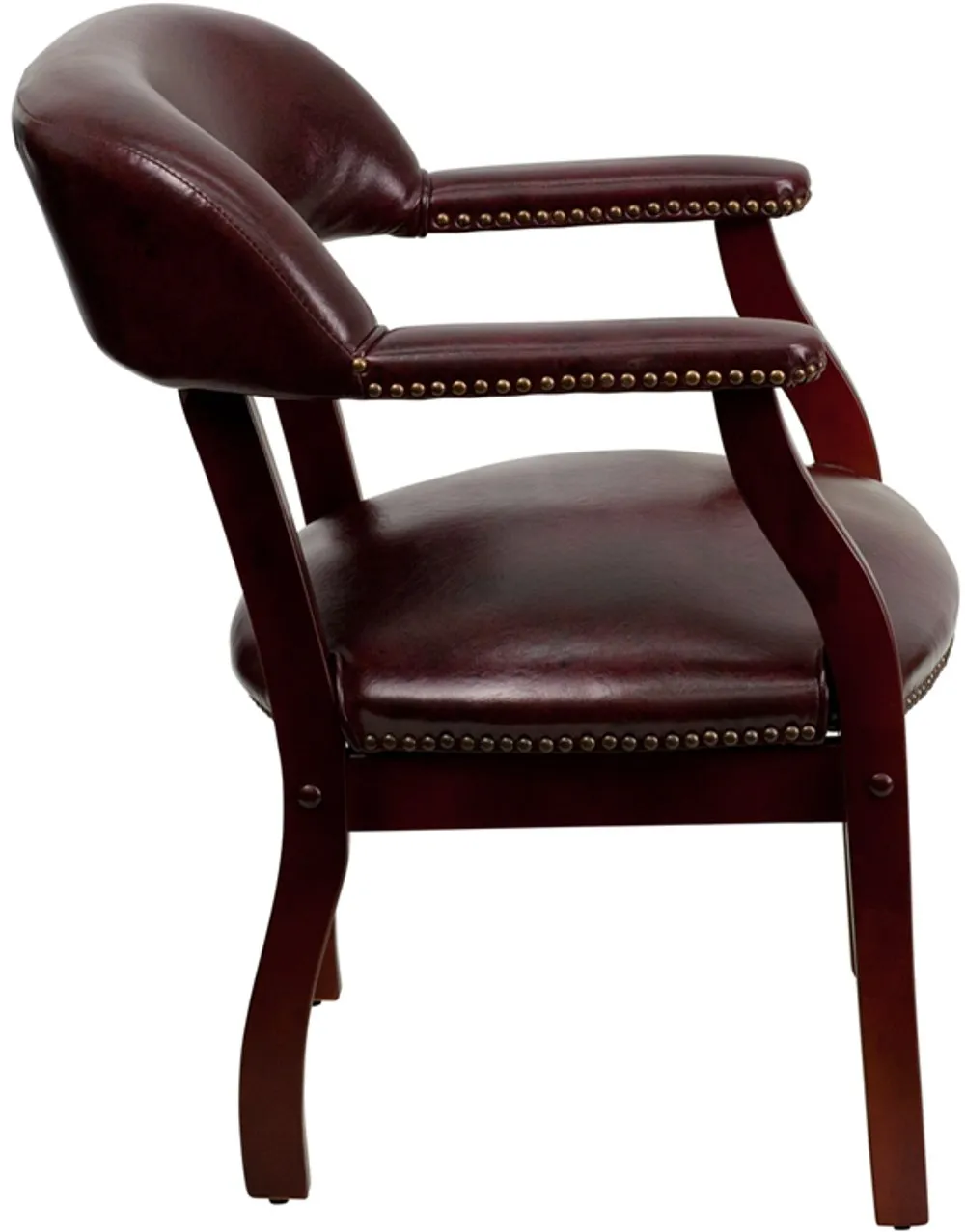 Sophisticated Burgundy Vinyl Accent Chair