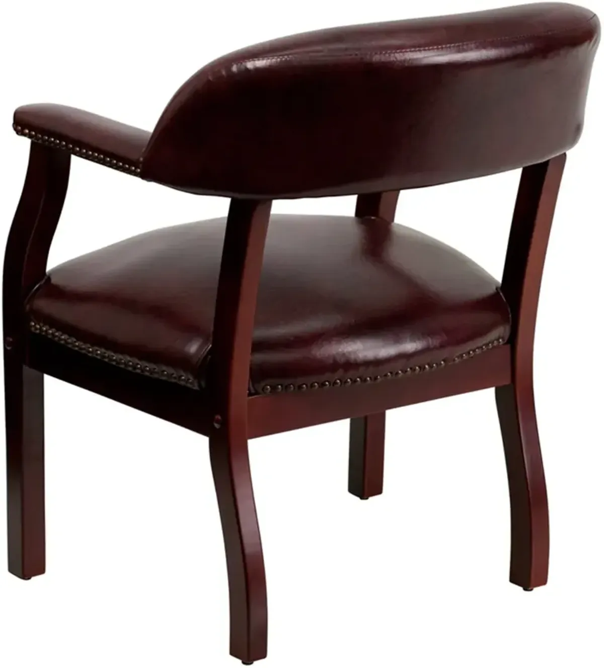 Sophisticated Burgundy Vinyl Accent Chair