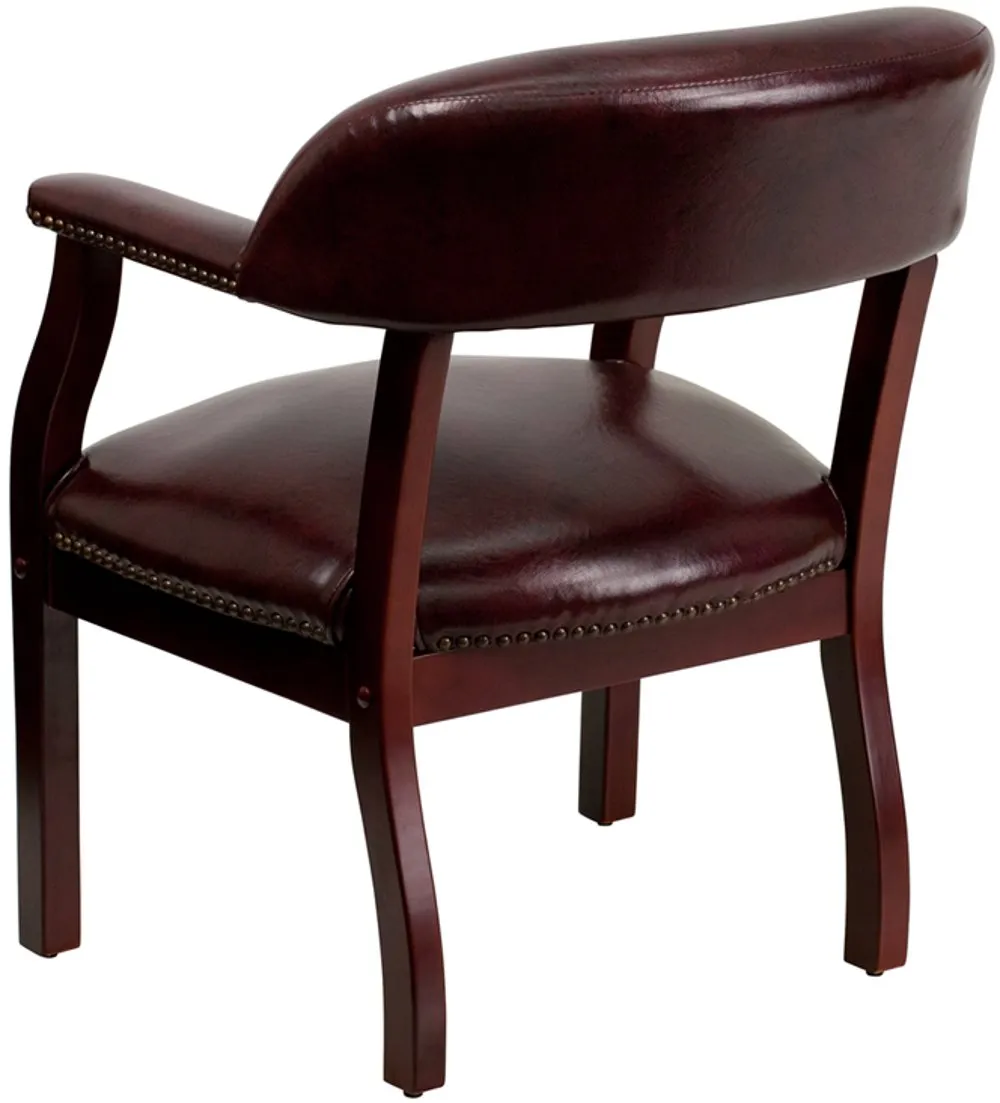 Sophisticated Burgundy Vinyl Accent Chair