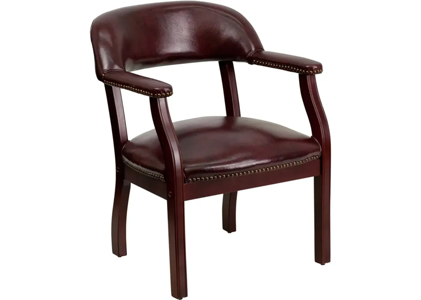 Sophisticated Burgundy Vinyl Accent Chair