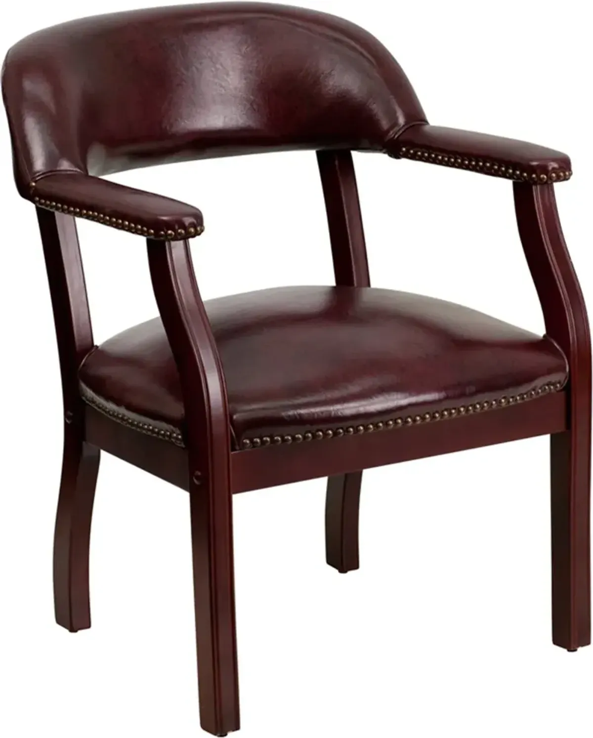 Sophisticated Burgundy Vinyl Accent Chair