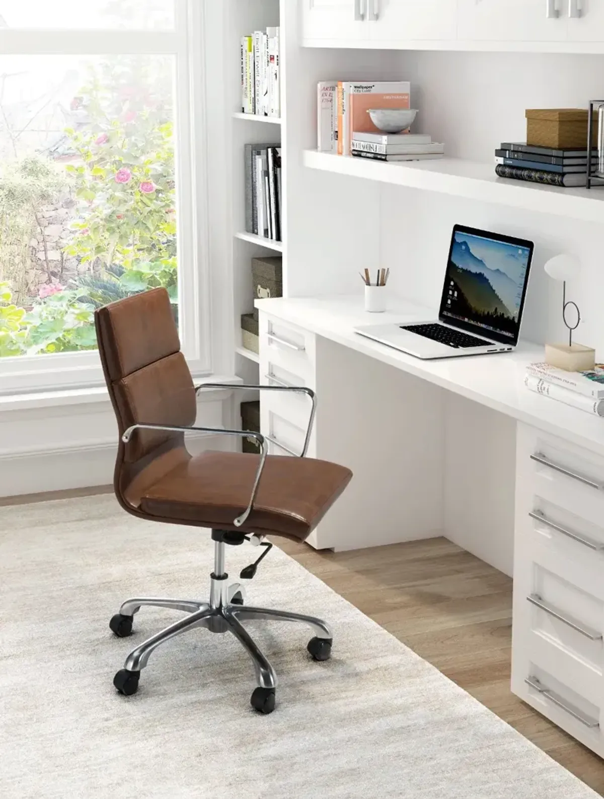 Vintage Leather Brown Office Chair - Ithaca