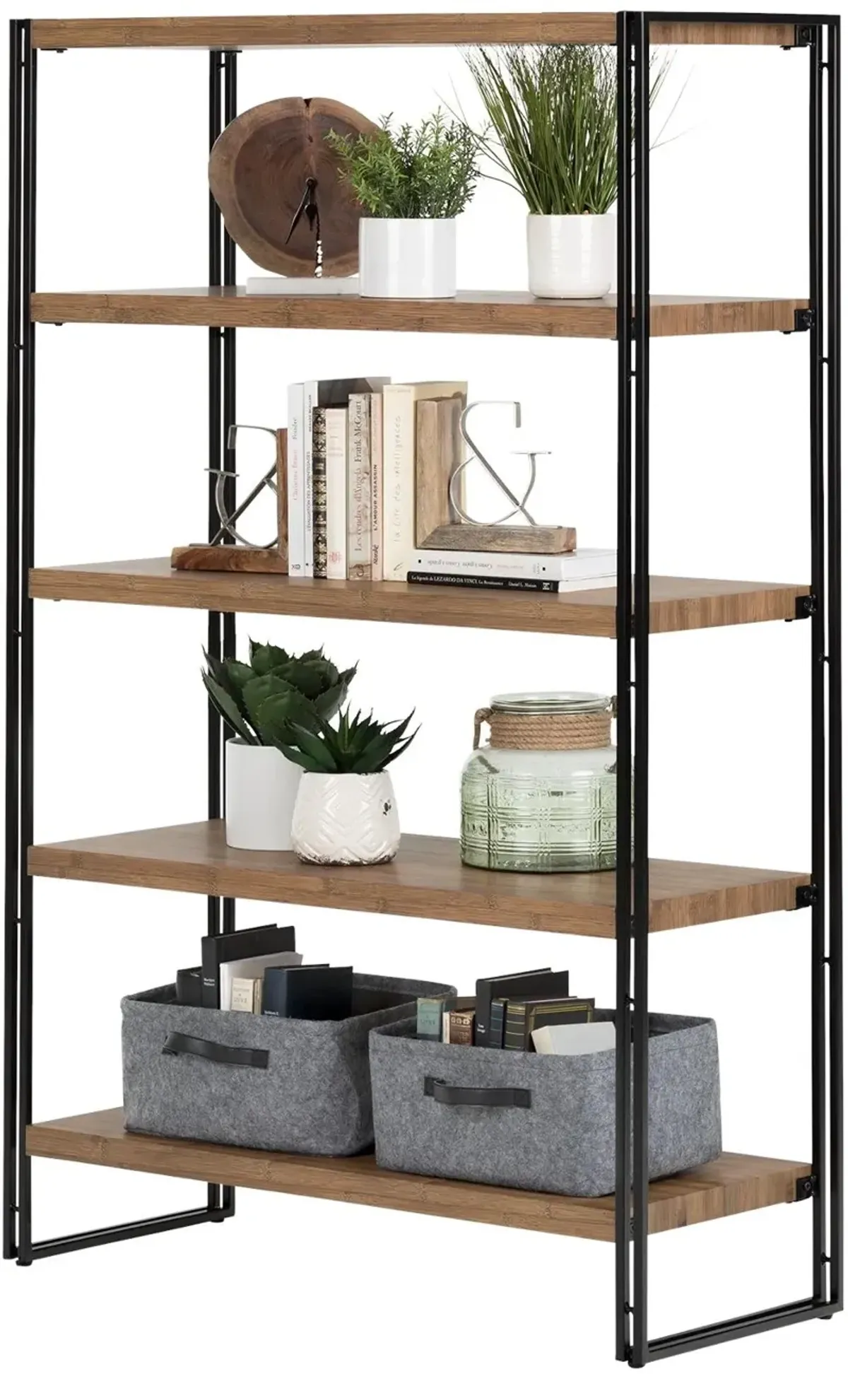 Gimetri Rustic Bamboo Bookshelf - South Shore