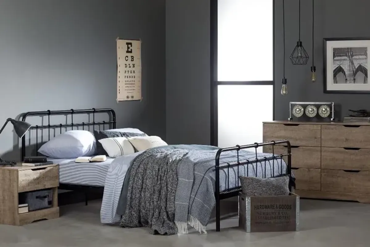 Versa Black Industrial Metal Queen Platform Bed - South Shore