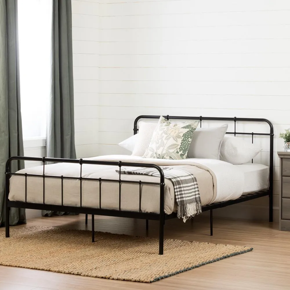 Versa Black Industrial Metal Queen Platform Bed - South Shore