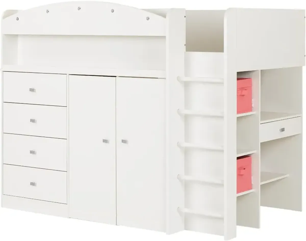 Tiara White Twin Loft Bed - South Shore