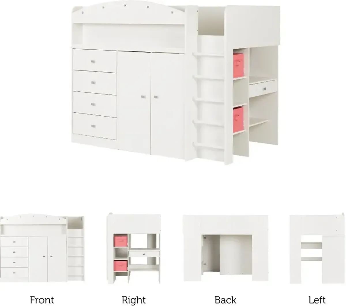 Tiara White Twin Loft Bed - South Shore