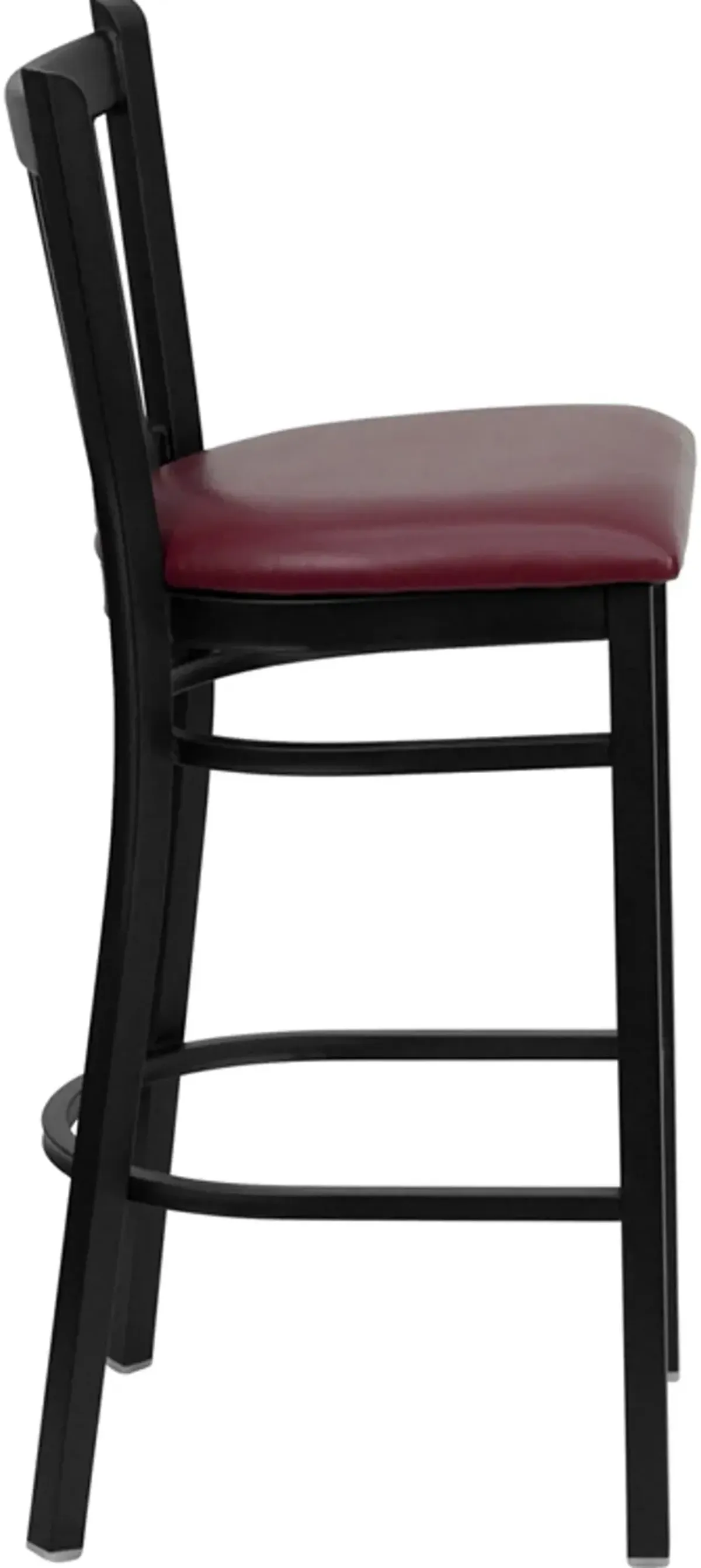 Hercules Burgundy and Black Metal Bar Stool