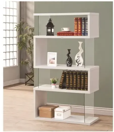 Jasper White Asymmetrical Contemporary Bookshelf