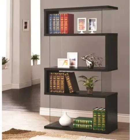 Jasper Black Asymmetrical Contemporary Bookshelf