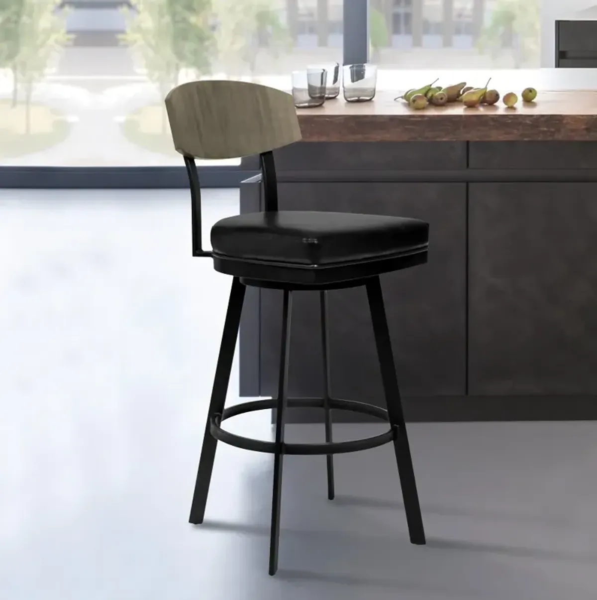 Frisco Matte Black Swivel Counter Height Stool