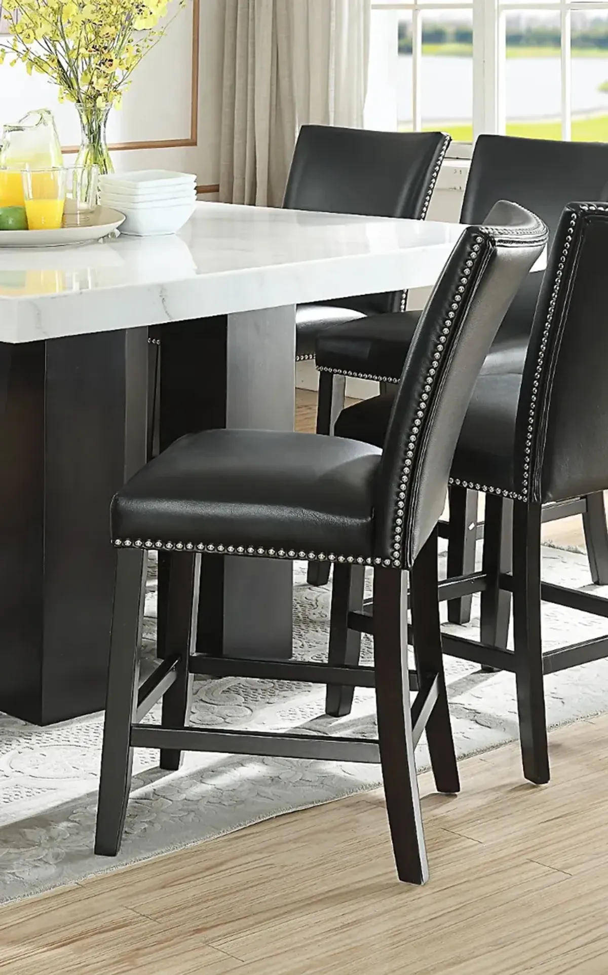 Camila Black Upholstered Counter Height Stool