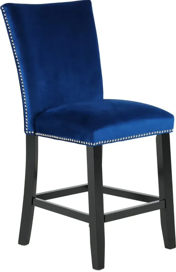 Camila Blue Velvet Counter Height Stool