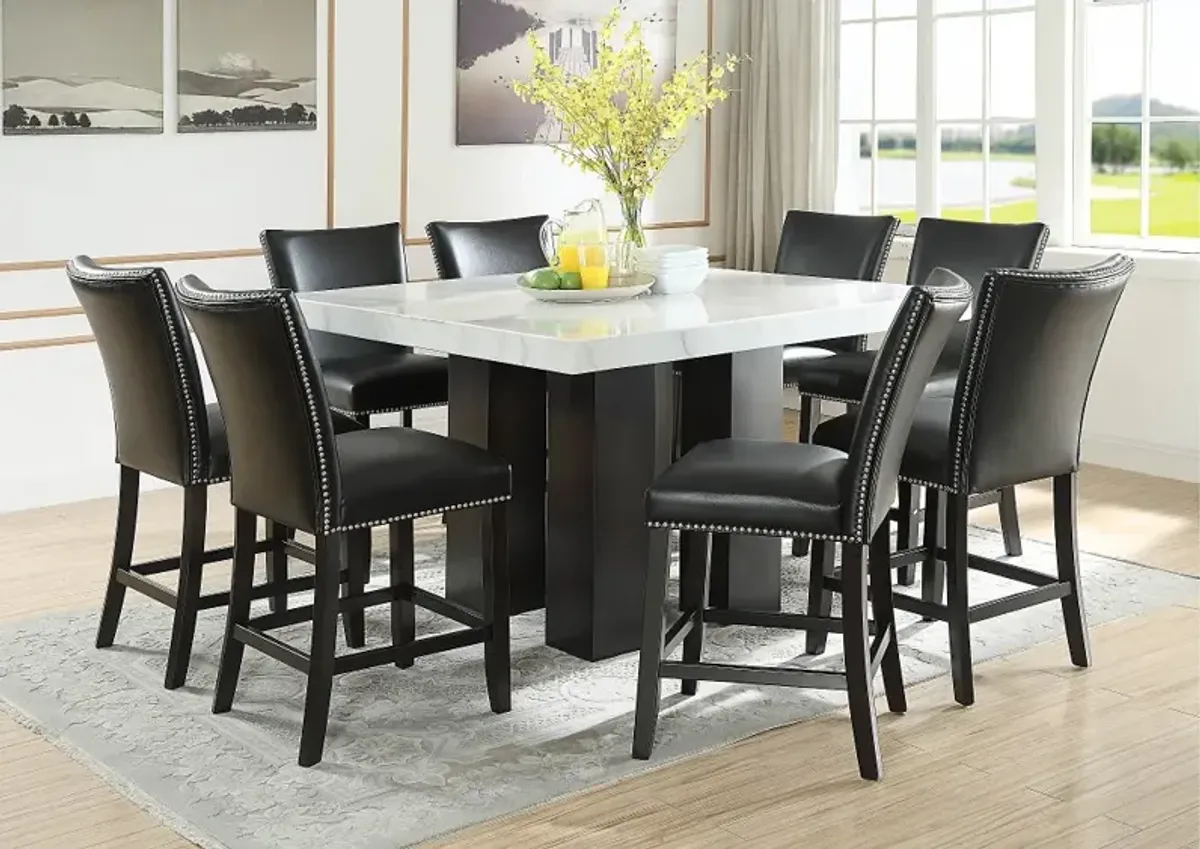 Camila Marble and Black 5 Piece Counter Height Dining Set