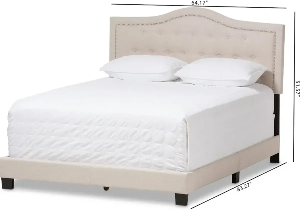 Contemporary Beige Queen Upholstered Bed - Emerson