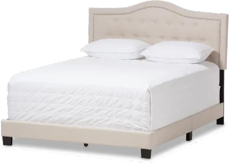Contemporary Beige Queen Upholstered Bed - Emerson