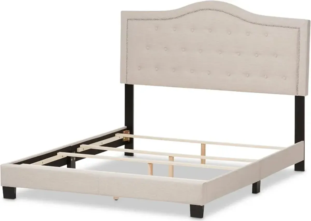 Contemporary Beige Queen Upholstered Bed - Emerson