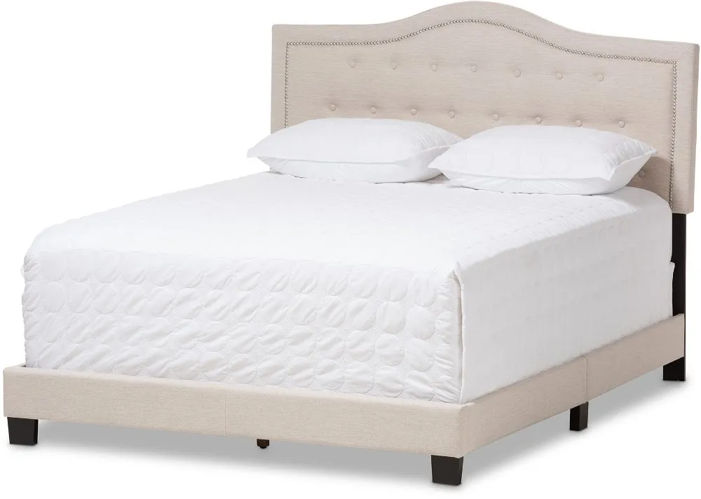 Contemporary Beige Queen Upholstered Bed - Emerson