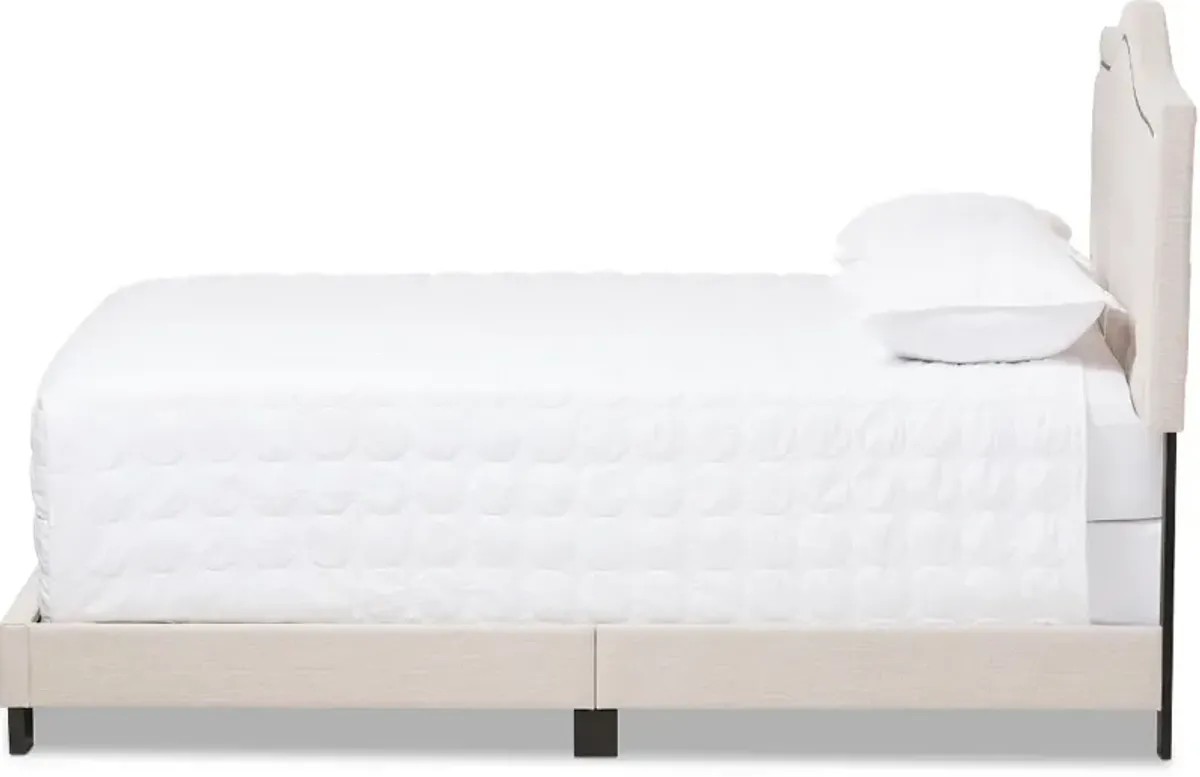 Contemporary Beige Queen Upholstered Bed - Emerson