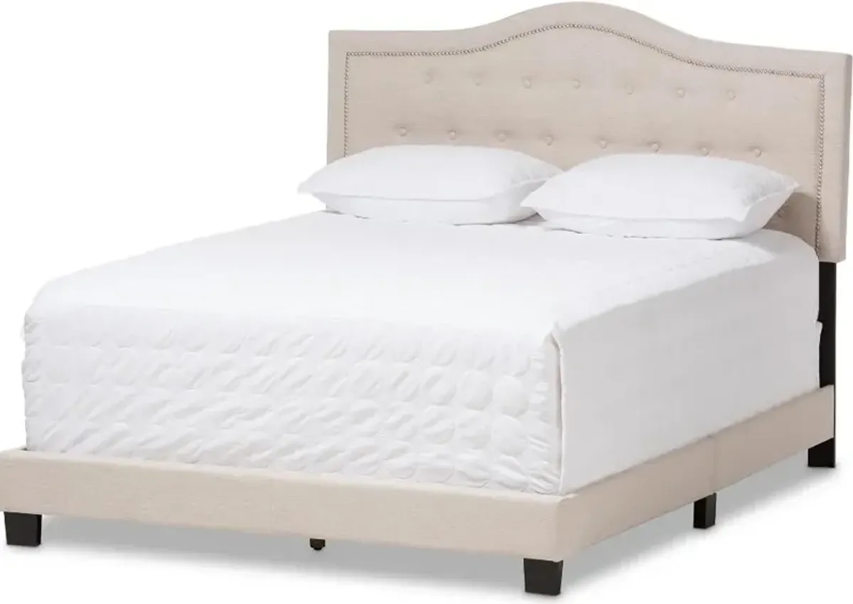 Contemporary Beige King Upholstered Bed - Emerson