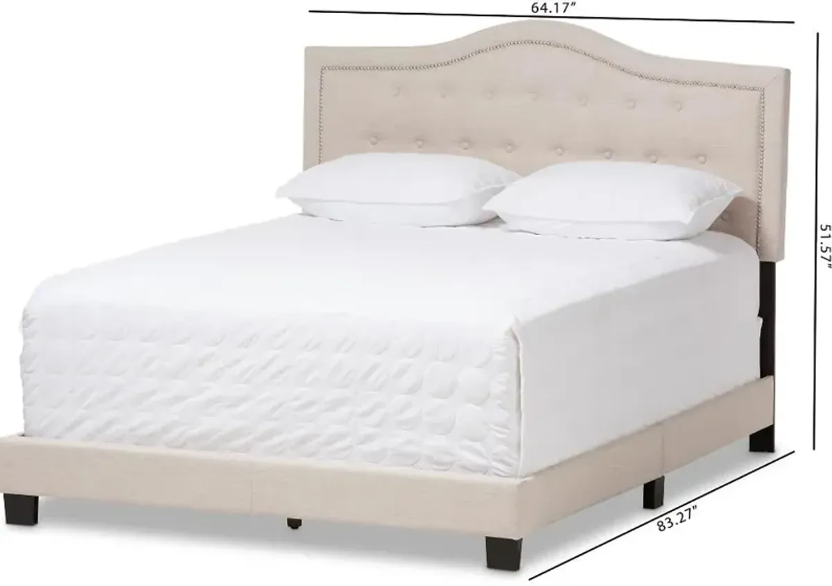 Contemporary Beige King Upholstered Bed - Emerson