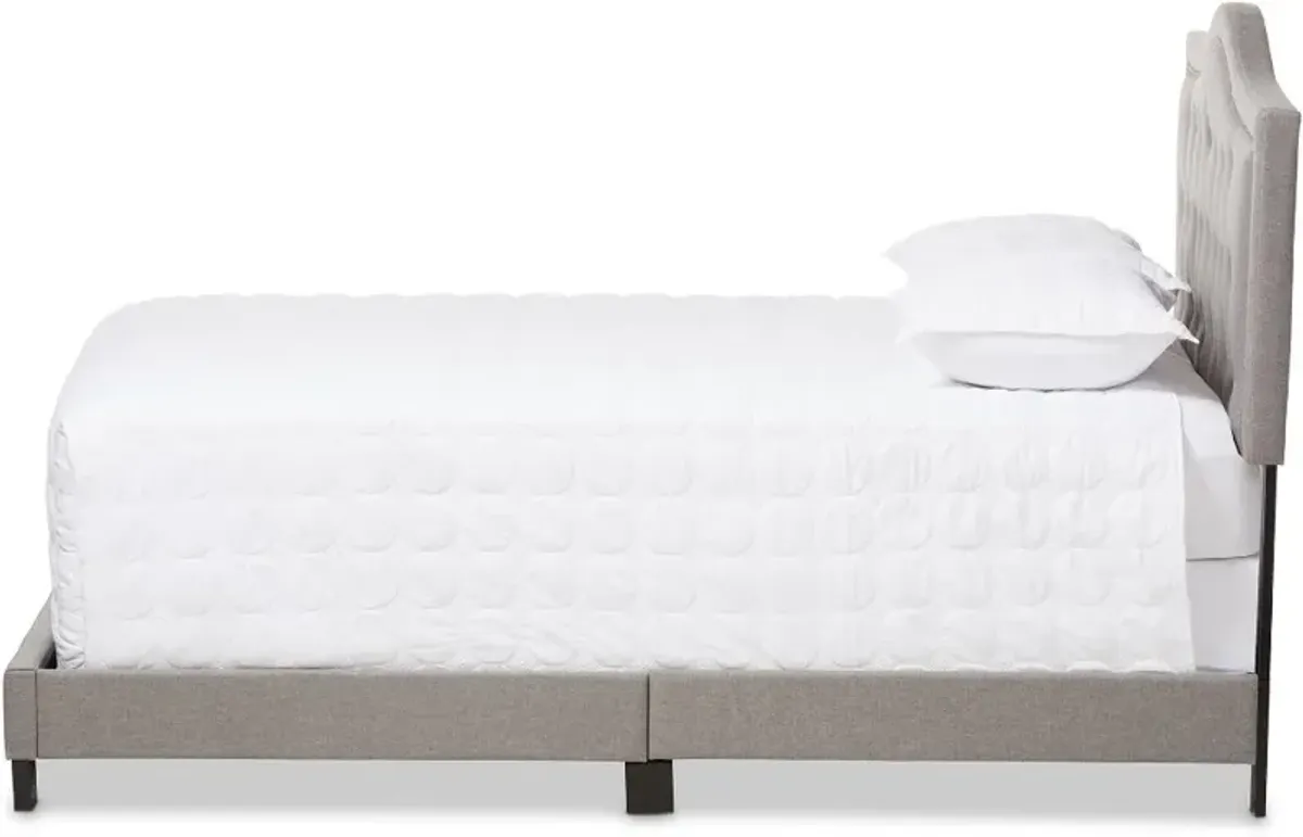 Contemporary Gray Queen Upholstered Bed - Emerson