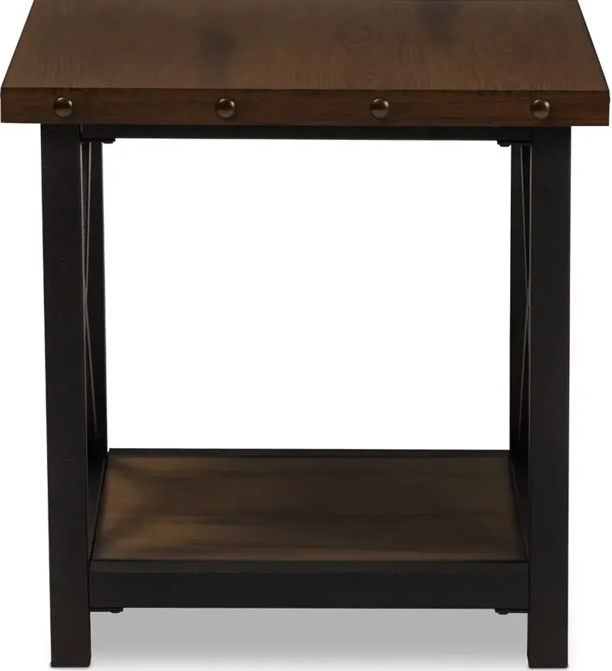 Textured Industrial Black and Brown End Table - Herzen